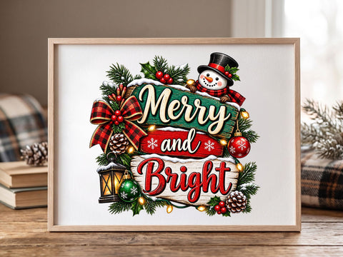 Merry and Bright Christmas PNG Clipart SVG artprintfile 