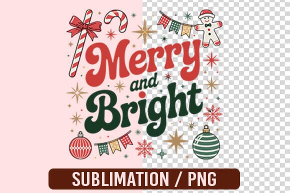 Merry and Bright Christmas PNG Designs Sublimation shah alam 