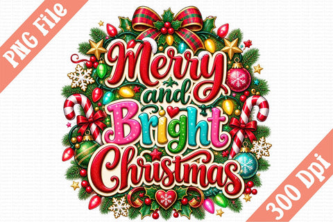 Merry and Bright Christmas PNG Sublimation Craftlabsvg24 