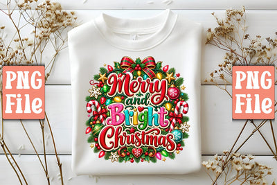 Merry and Bright Christmas PNG Sublimation Craftlabsvg24 