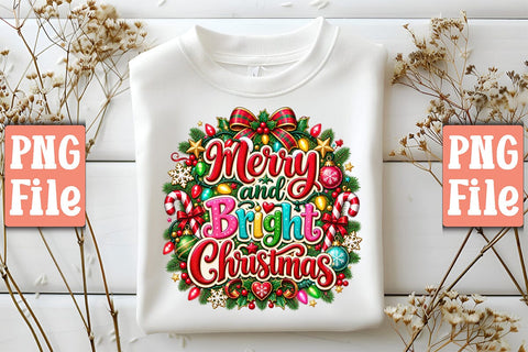 Merry and Bright Christmas PNG Sublimation Craftlabsvg24 