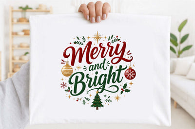 Merry and Bright Christmas Png Sublimation SVGArt 
