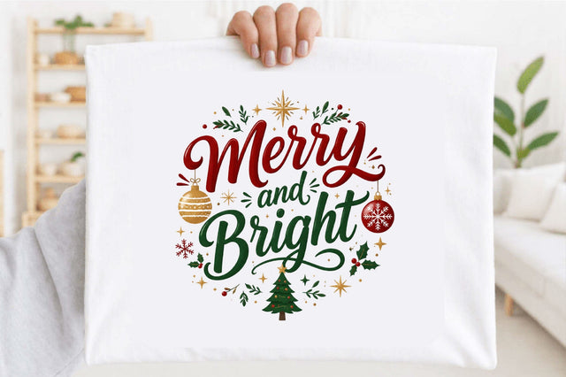 Merry and Bright Christmas Png Sublimation SVGArt 