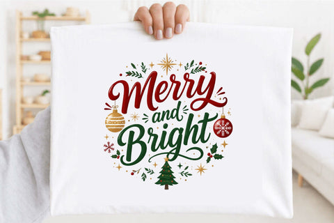 Merry and Bright Christmas Png Sublimation SVGArt 