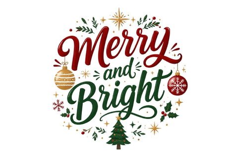 Merry and Bright Christmas Png Sublimation SVGArt 