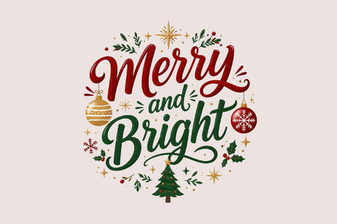 Merry and Bright Christmas Png Sublimation SVGArt 