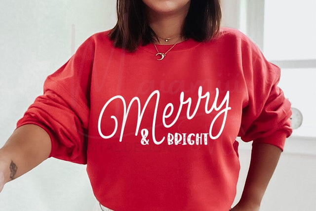 Merry and Bright Christmas SVG | Holiday Shirt & Sign Cut File SVG MaiamiiiSVG 