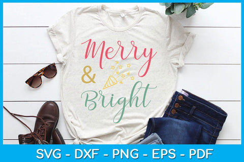 Merry And Bright Christmas SVG PNG EPS Cut File SVG Creativedesigntee 