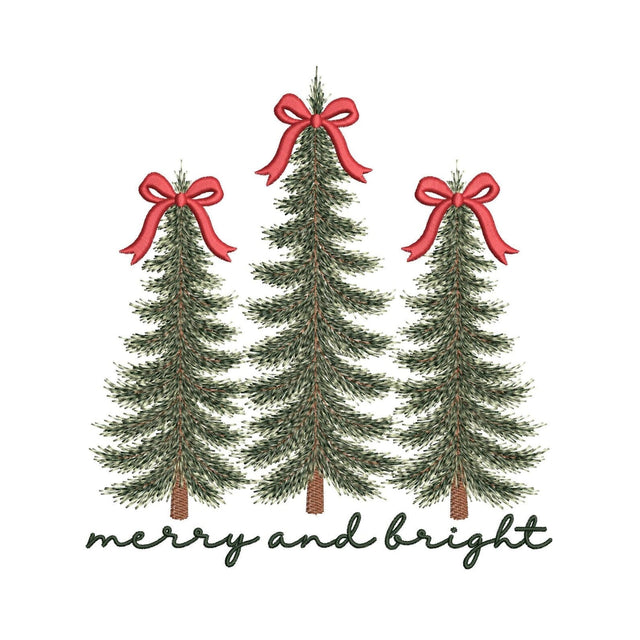 Merry and Bright Christmas Tree Trio Machine Embroidery Design for 8x8 9x14 Digital File Embroidery/Applique DESIGNS Nino Nadaraia 