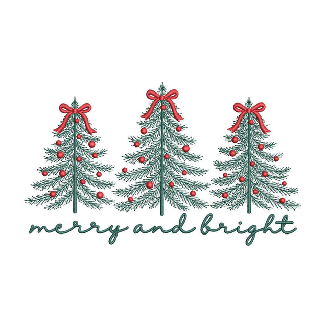 Merry and Bright Christmas Trees Machine Embroidery Design for 6x10 8x8 Digital File Embroidery/Applique DESIGNS Nino Nadaraia 