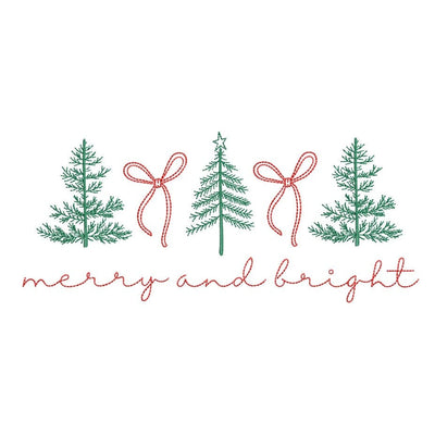 Merry and Bright Christmas Trees Ribbon Embroidery Design, 5 sizes, Instant Download Embroidery/Applique DESIGNS Nino Nadaraia 