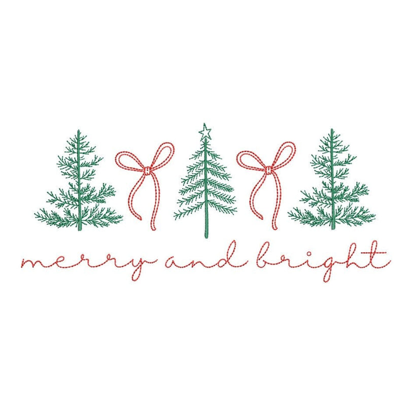 Merry and Bright Christmas Trees Ribbon Embroidery Design, 5 sizes, Instant Download Embroidery/Applique DESIGNS Nino Nadaraia 