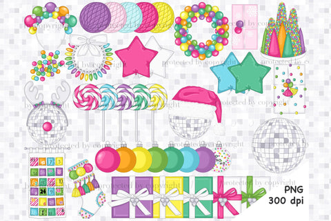 Merry And Bright Clipart | Christmas Clipart Bundle PNG SVG GlamArtZhanna 