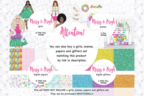 Merry And Bright Clipart | Christmas Clipart Bundle PNG SVG GlamArtZhanna 