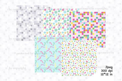 Merry And Bright Digital Paper | Xmas Seamless Patterns Digital Pattern GlamArtZhanna 