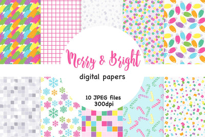 Merry And Bright Digital Paper | Xmas Seamless Patterns Digital Pattern GlamArtZhanna 