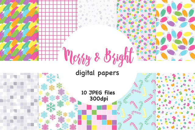 Merry And Bright Digital Paper | Xmas Seamless Patterns Digital Pattern GlamArtZhanna 