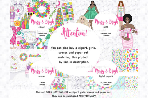 Merry And Bright Digital Paper | Xmas Seamless Patterns Digital Pattern GlamArtZhanna 