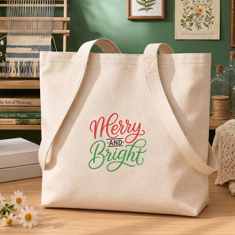 Merry and Bright Embroidery Design – Christmas Script Holiday Quote Machine Embroidery File Embroidery/Applique DESIGNS PatternFeed8 