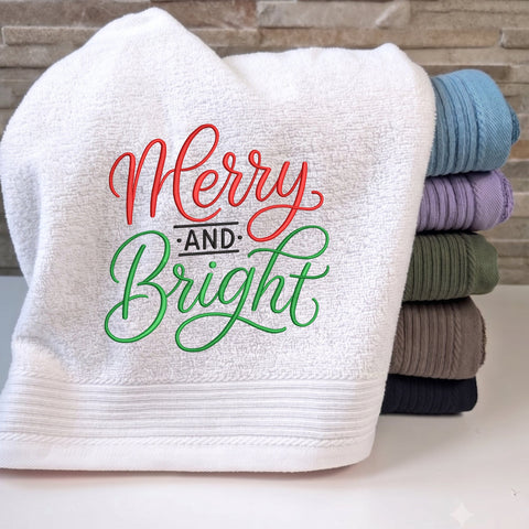 Merry and Bright Embroidery Design – Christmas Script Holiday Quote Machine Embroidery File Embroidery/Applique DESIGNS PatternFeed8 