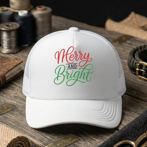 Merry and Bright Embroidery Design – Christmas Script Holiday Quote Machine Embroidery File Embroidery/Applique DESIGNS PatternFeed8 