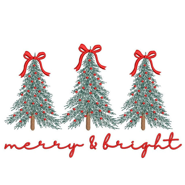 Merry and Bright Embroidery Design, Christmas Tree Embroidery Design, 3 sizes, Instant Download Embroidery/Applique DESIGNS Nino Nadaraia 
