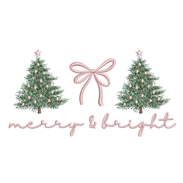 Merry and Bright Embroidery Design, Christmas Tree Embroidery Design, 4 sizes, Instant Download Embroidery/Applique DESIGNS Nino Nadaraia 