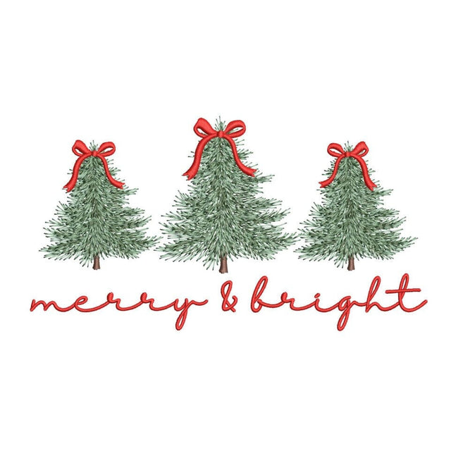 Merry and Bright Embroidery Design, Christmas Tree Embroidery Design, 4 sizes, Instant Download Embroidery/Applique DESIGNS Nino Nadaraia 