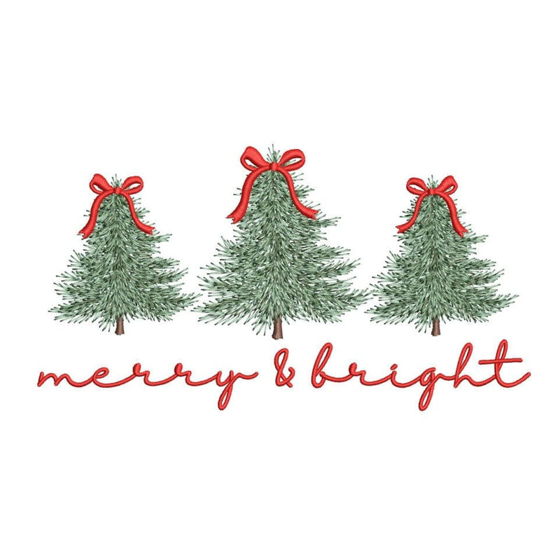 Merry and Bright Embroidery Design, Christmas Tree Embroidery Design, 4 sizes, Instant Download Embroidery/Applique DESIGNS Nino Nadaraia 