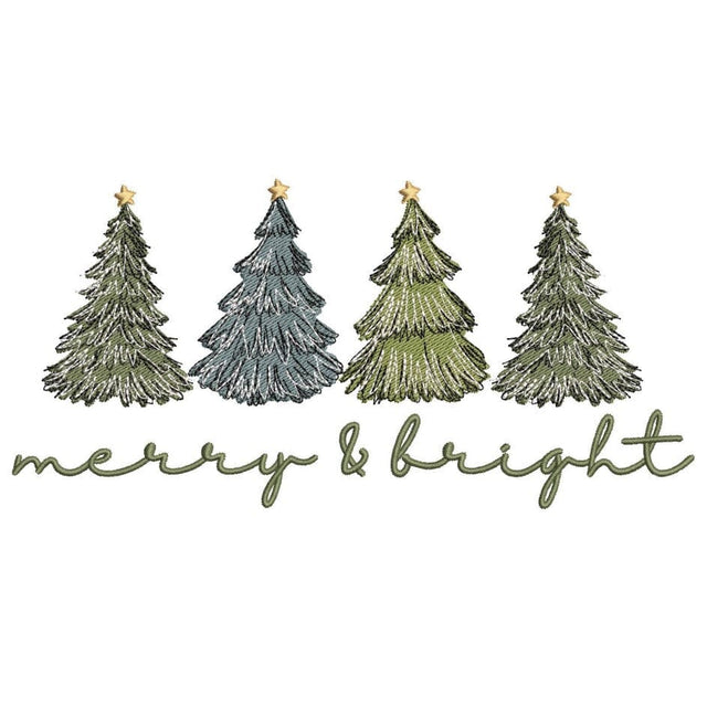 Merry and Bright Embroidery Design, Christmas Trees Embroidery Design, 3 sizes, Instant Download Embroidery/Applique DESIGNS Nino Nadaraia 