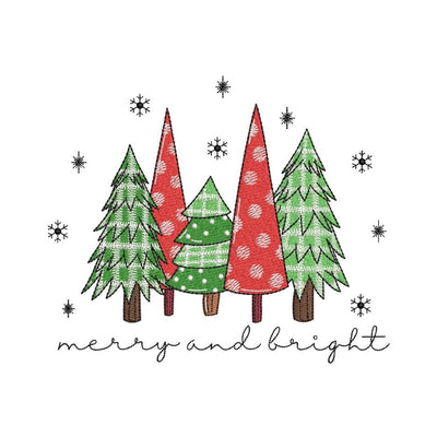 Merry and Bright Embroidery Design, Green Plaid Christmas Tree Embroidery File, Xmas Embroidery, 3 sizes, Instant Download Embroidery/Applique DESIGNS Nino Nadaraia 