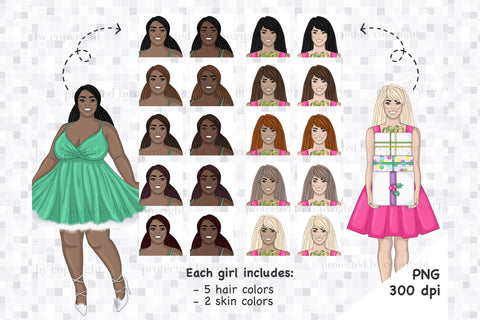 Merry And Bright Girls Clipart | Christmas Girl Clip Art SVG GlamArtZhanna 