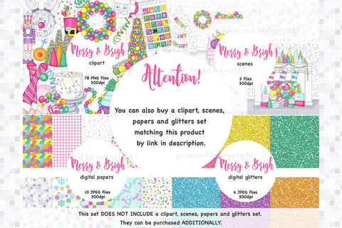 Merry And Bright Girls Clipart | Christmas Girl Clip Art SVG GlamArtZhanna 