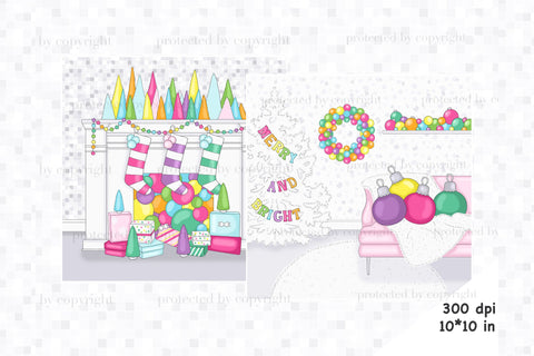 Merry And Bright Illustration | Christmas Home Decoration SVG GlamArtZhanna 