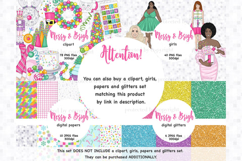 Merry And Bright Illustration | Christmas Home Decoration SVG GlamArtZhanna 