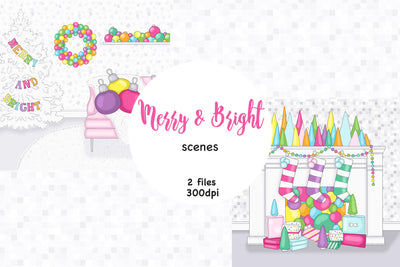 Merry And Bright Illustration | Christmas Home Decoration SVG GlamArtZhanna 