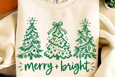 Merry And Bright PNG, Christmas Sublimation Design Sublimation DesignPlante 503 