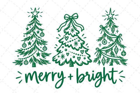 Merry And Bright PNG, Christmas Sublimation Design Sublimation DesignPlante 503 