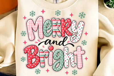 Merry And Bright PNG, Funny Christmas PNG Sublimation DesignPlante 503 