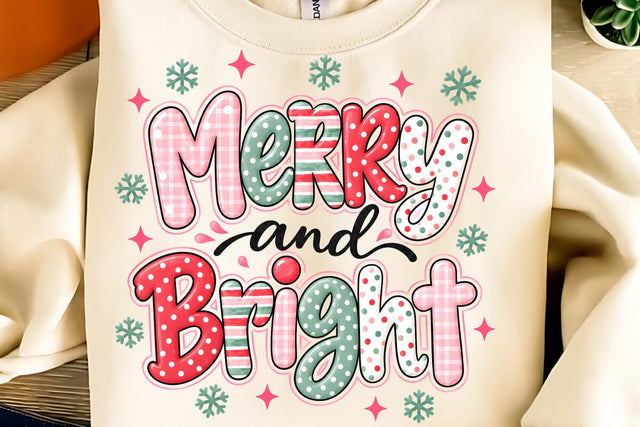 Merry And Bright PNG, Funny Christmas PNG Sublimation DesignPlante 503 