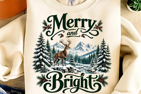 Merry And Bright PNG, Preppy Christmas Bow Png Sublimation DesignPlante 503 