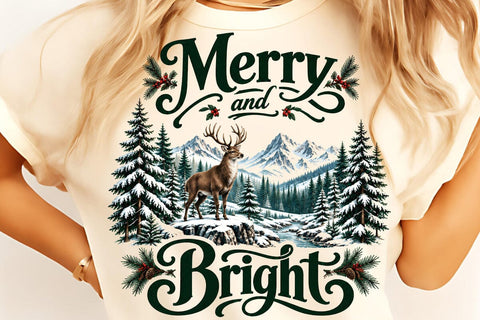 Merry And Bright PNG, Preppy Christmas Bow Png Sublimation DesignPlante 503 