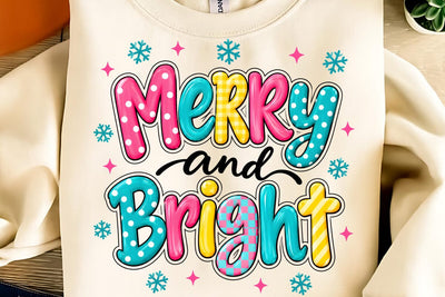 Merry And Bright PNG, Sublimation Christmas Design Sublimation DesignPlante 503 