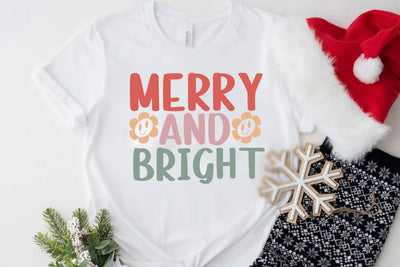 Merry and bright, Retro Christmas Svg, Christmas shirt design, Christmas Mega bundle, Christmas Retro Svg, Vintage Christmas Svg, Retro Xmas png sublimation SVG FiveStarCrafting 