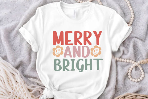 Merry and bright, Retro Christmas Svg, Christmas shirt design, Christmas Mega bundle, Christmas Retro Svg, Vintage Christmas Svg, Retro Xmas png sublimation SVG FiveStarCrafting 
