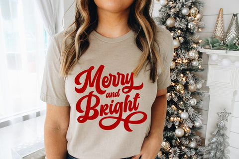 Merry and Bright Retro SVG - Christmas T-Shirt SVG Sublimation Pickled Thistle Creative 