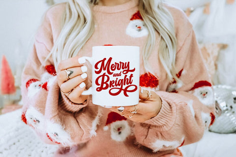 Merry and Bright Retro SVG - Christmas T-Shirt SVG Sublimation Pickled Thistle Creative 