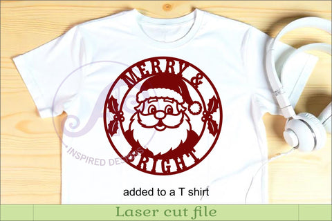 Merry and Bright Santa Christmas Sign SVG, Festive Holiday SVG APInspireddesigns 