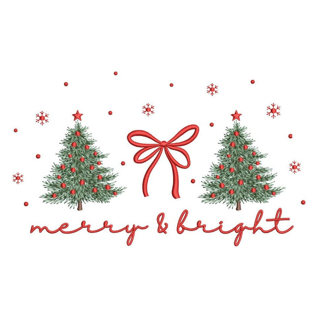 Merry and Bright Snowflakes Embroidery Design, Christmas Tree Embroidery Design, 4 sizes, Instant Download Embroidery/Applique DESIGNS Nino Nadaraia 