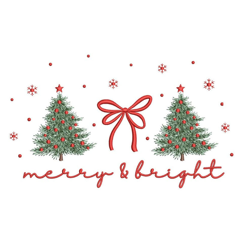 Merry and Bright Snowflakes Embroidery Design, Christmas Tree Embroidery Design, 4 sizes, Instant Download Embroidery/Applique DESIGNS Nino Nadaraia 
